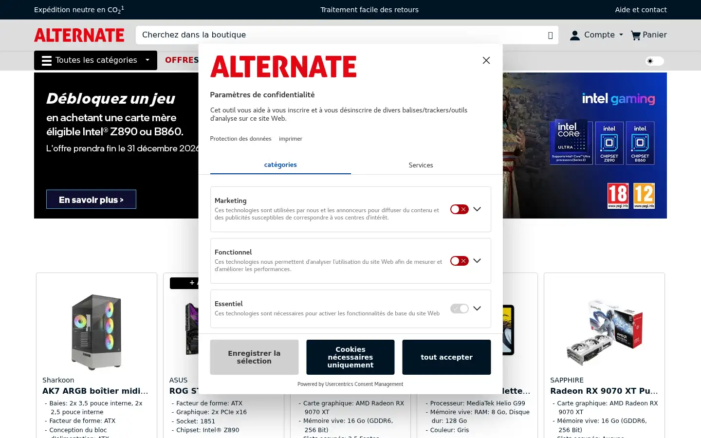 Screenshot of alternate.fr
