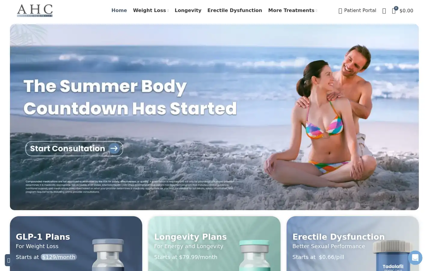 Screenshot of alternatehealthclub.com