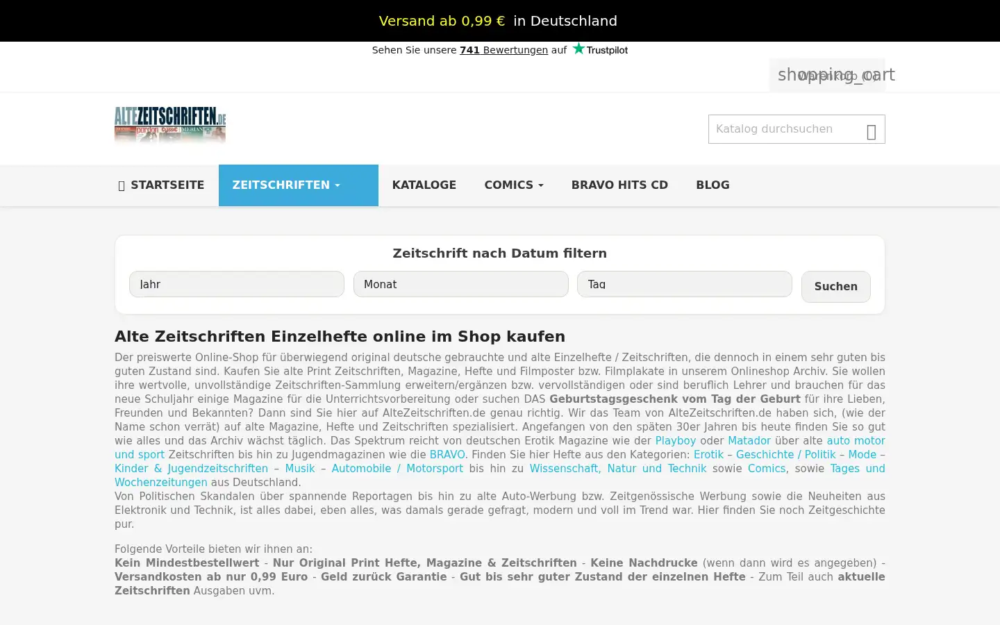 Screenshot of altezeitschriften.de