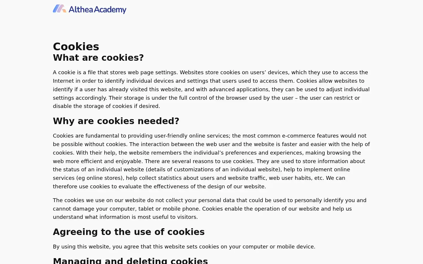 Screenshot of altheaacademy.com