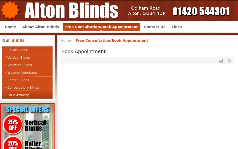 Screenshot of altonblinds.co.uk