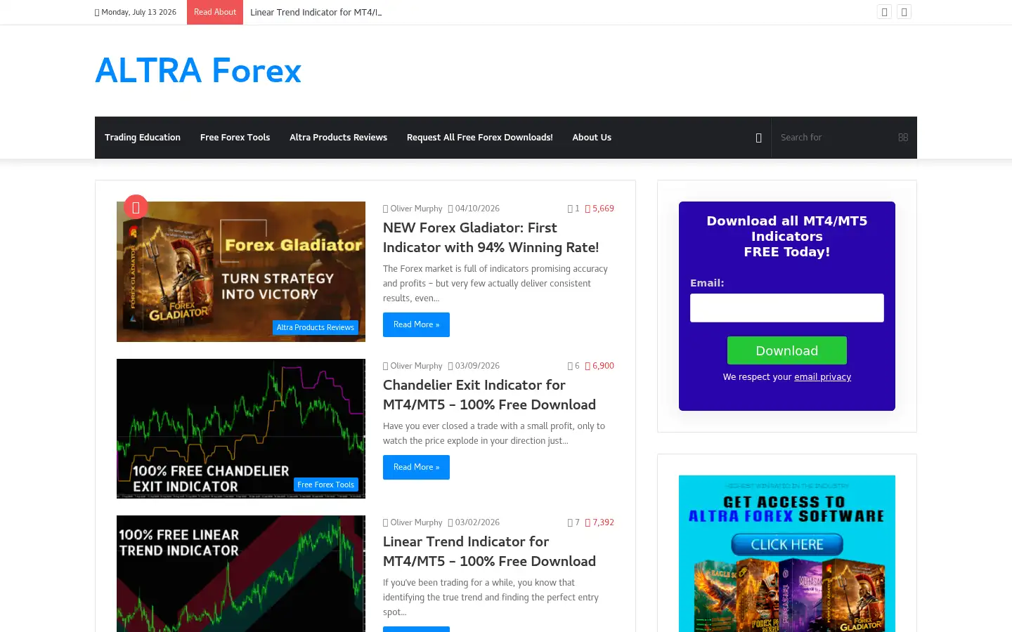 Screenshot of altraforex.com