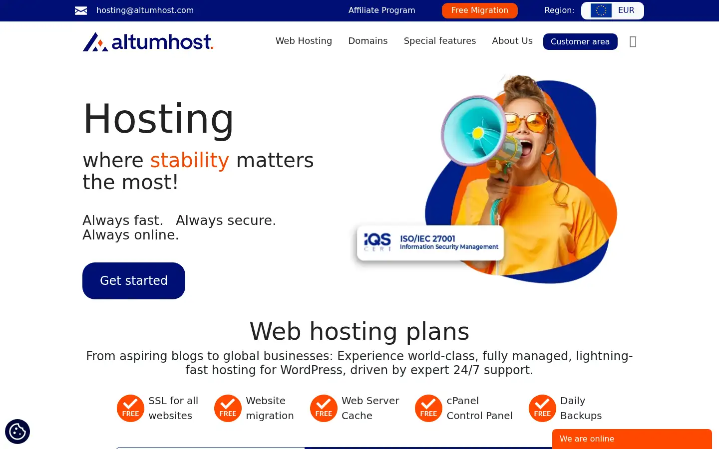 Screenshot of altumhost.eu