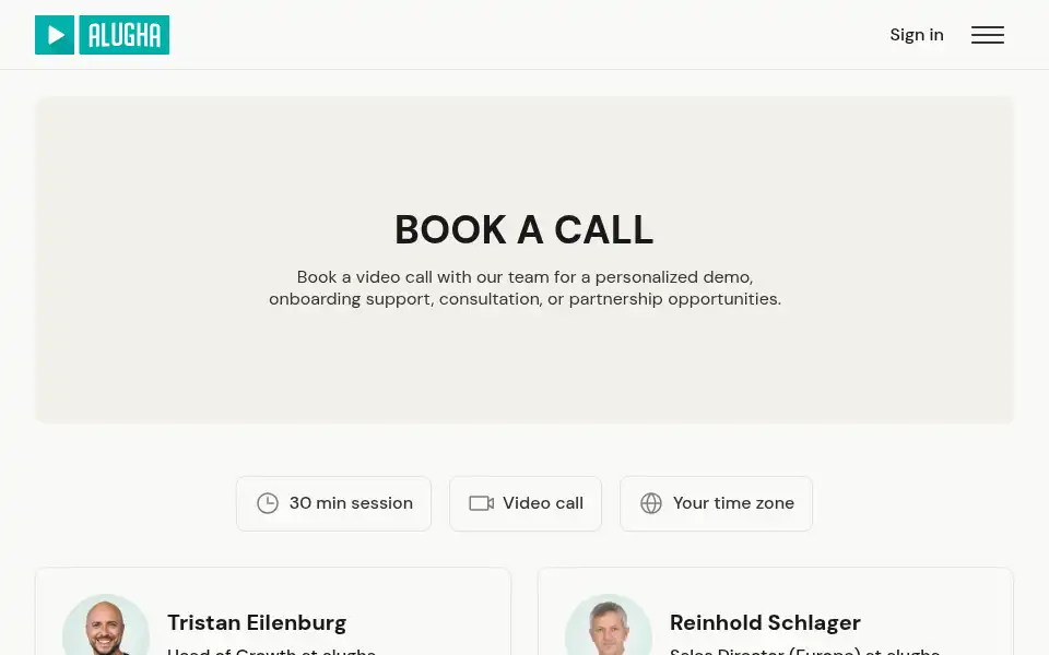 Screenshot of alugha.com