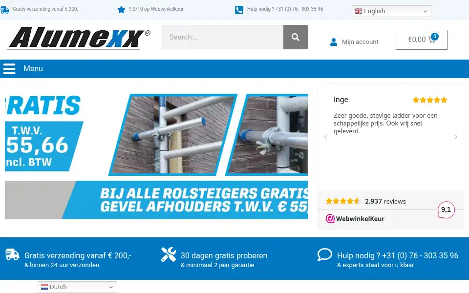 Screenshot of alumexx.nl