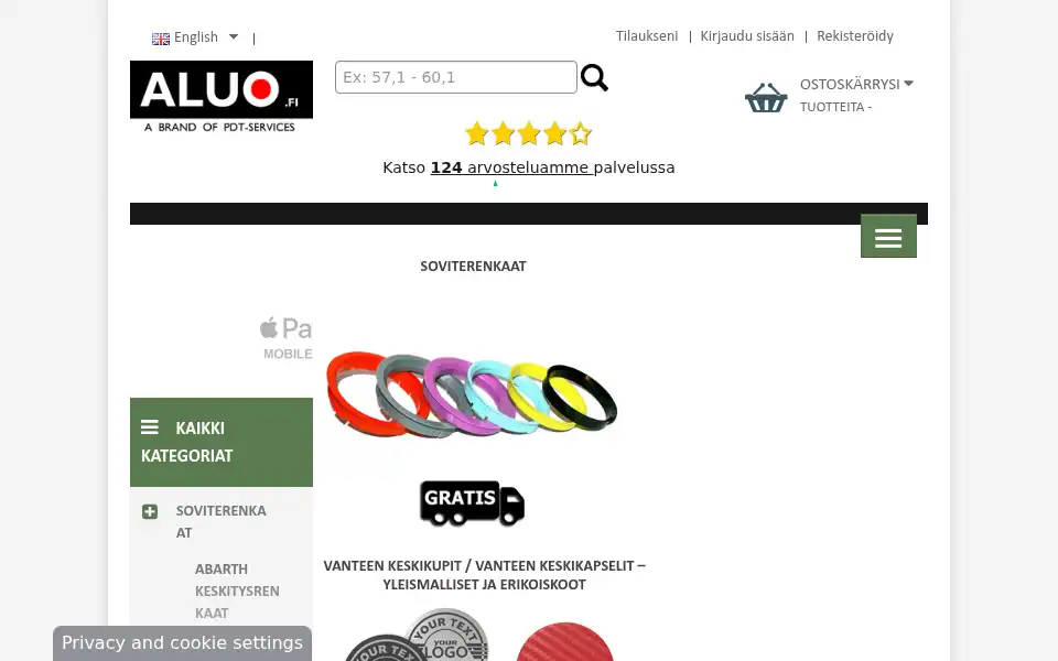 Screenshot of aluo.fi