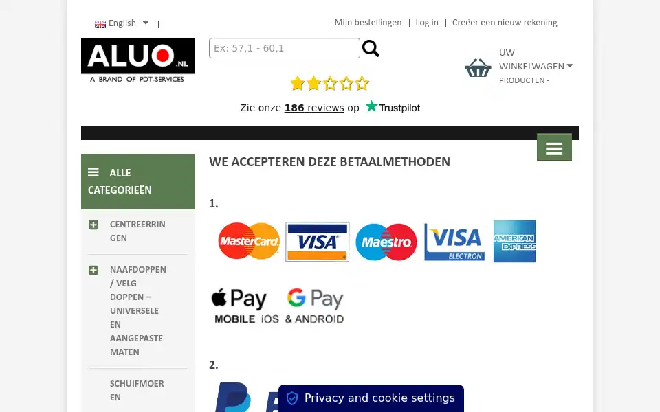 Screenshot of aluo.nl