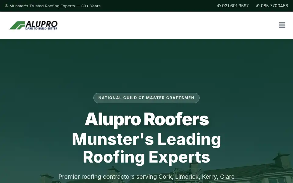 Screenshot of aluproroofers.com