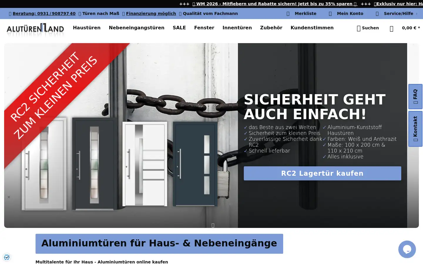 Screenshot of alutuerenland.de
