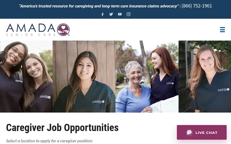 Screenshot of amadaseniorcare.com