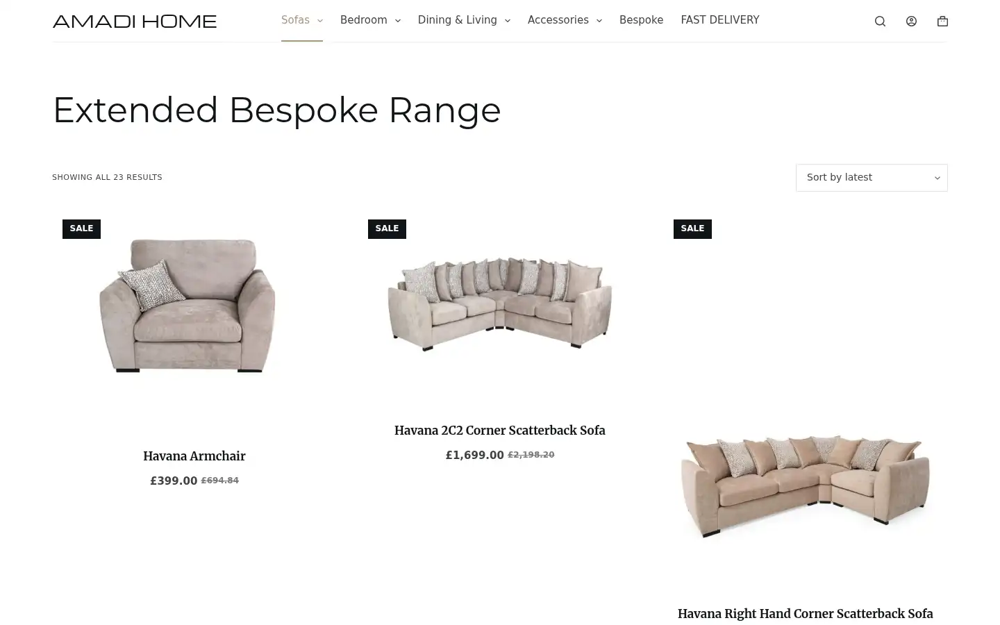 Screenshot of amadihome.co.uk