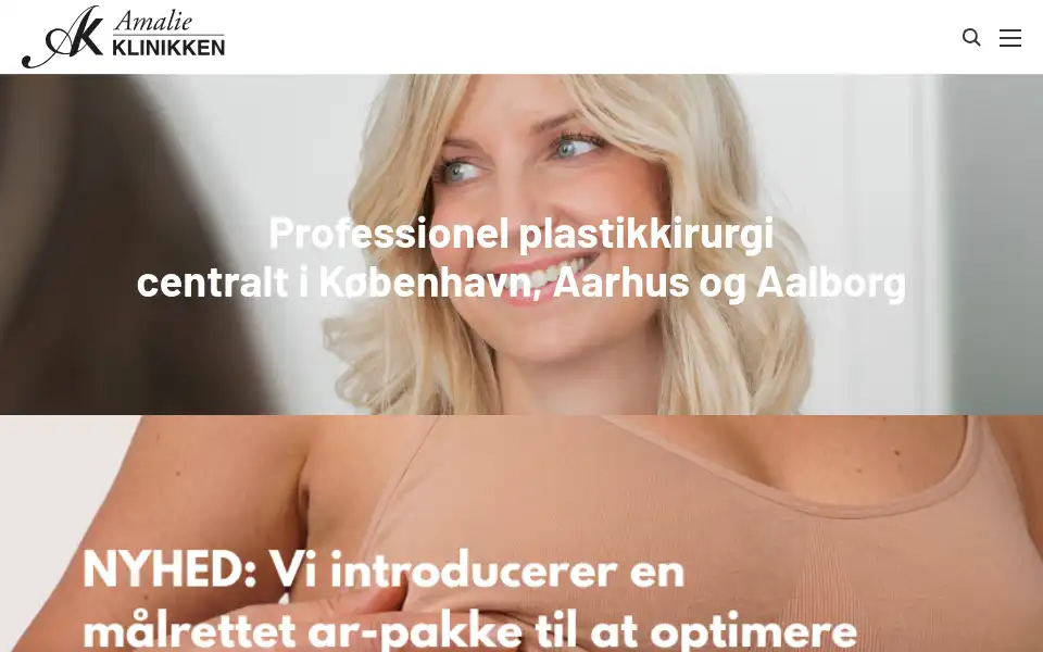 Screenshot of amalieklinikken.dk