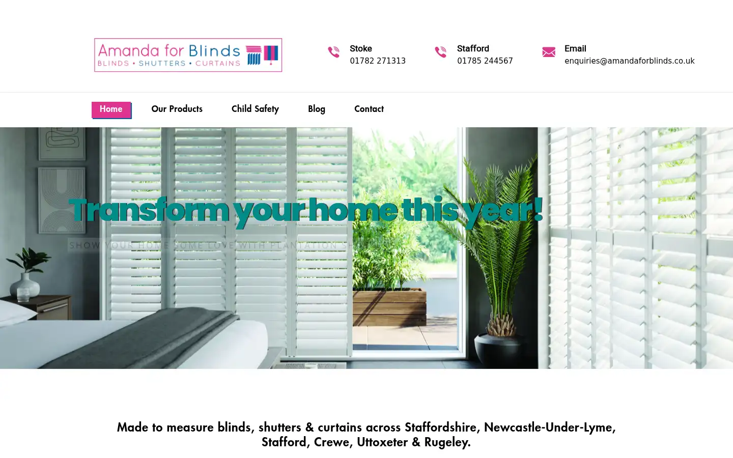 Screenshot of amandaforblinds.co.uk
