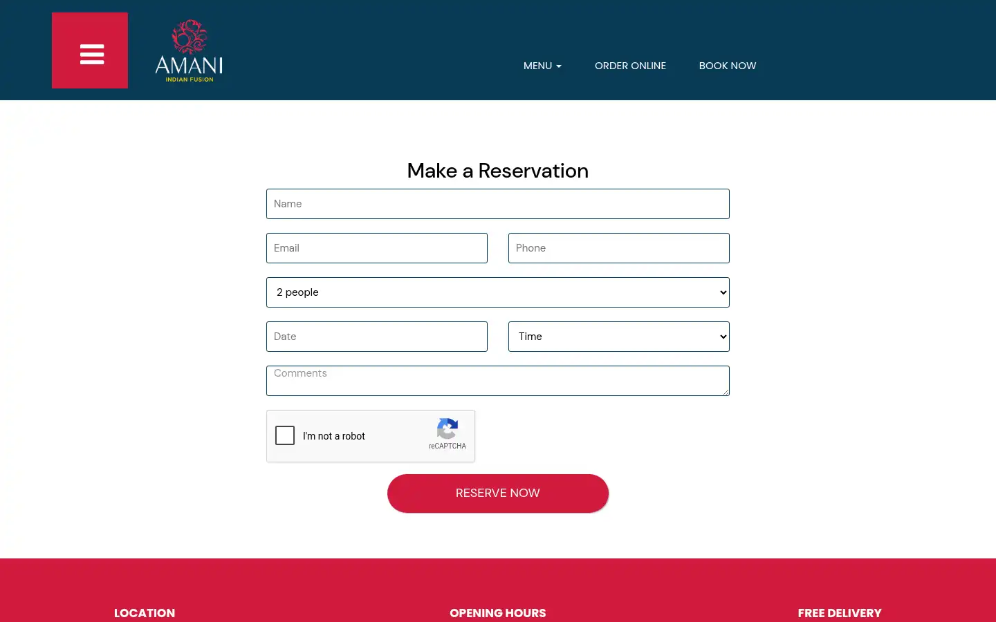 Screenshot of amani-restaurants.co.uk