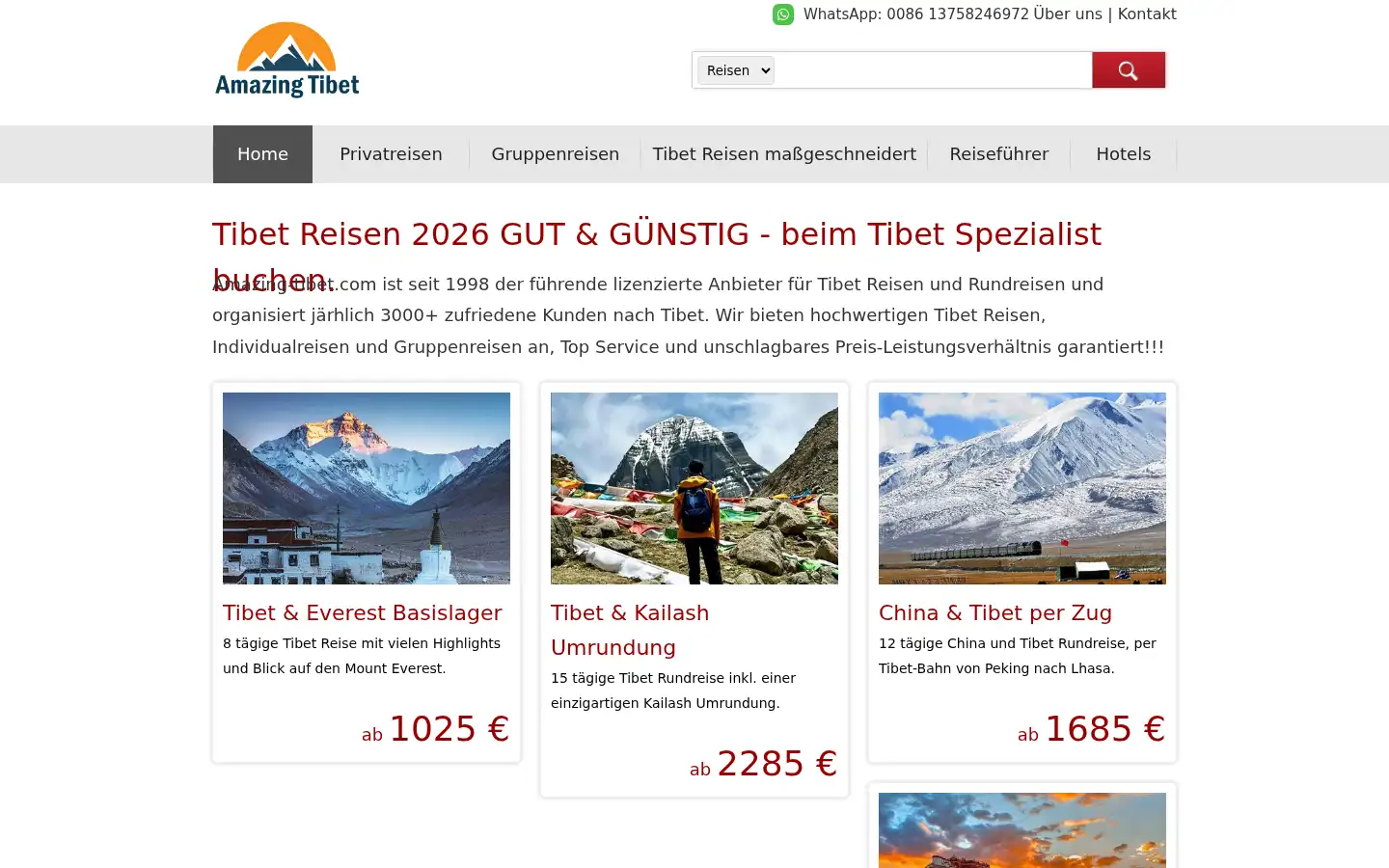 Screenshot of amazing-tibet.com