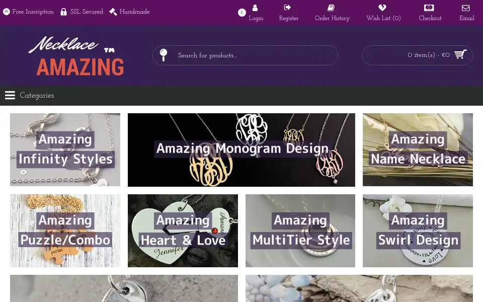 Screenshot of amazingnecklace.com