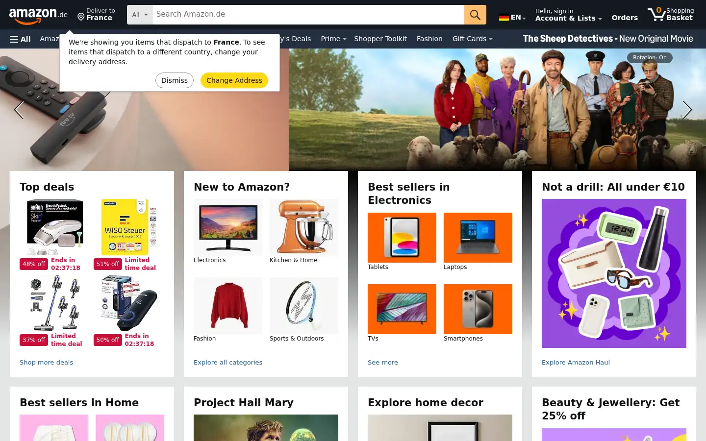 Screenshot of amazon.ch