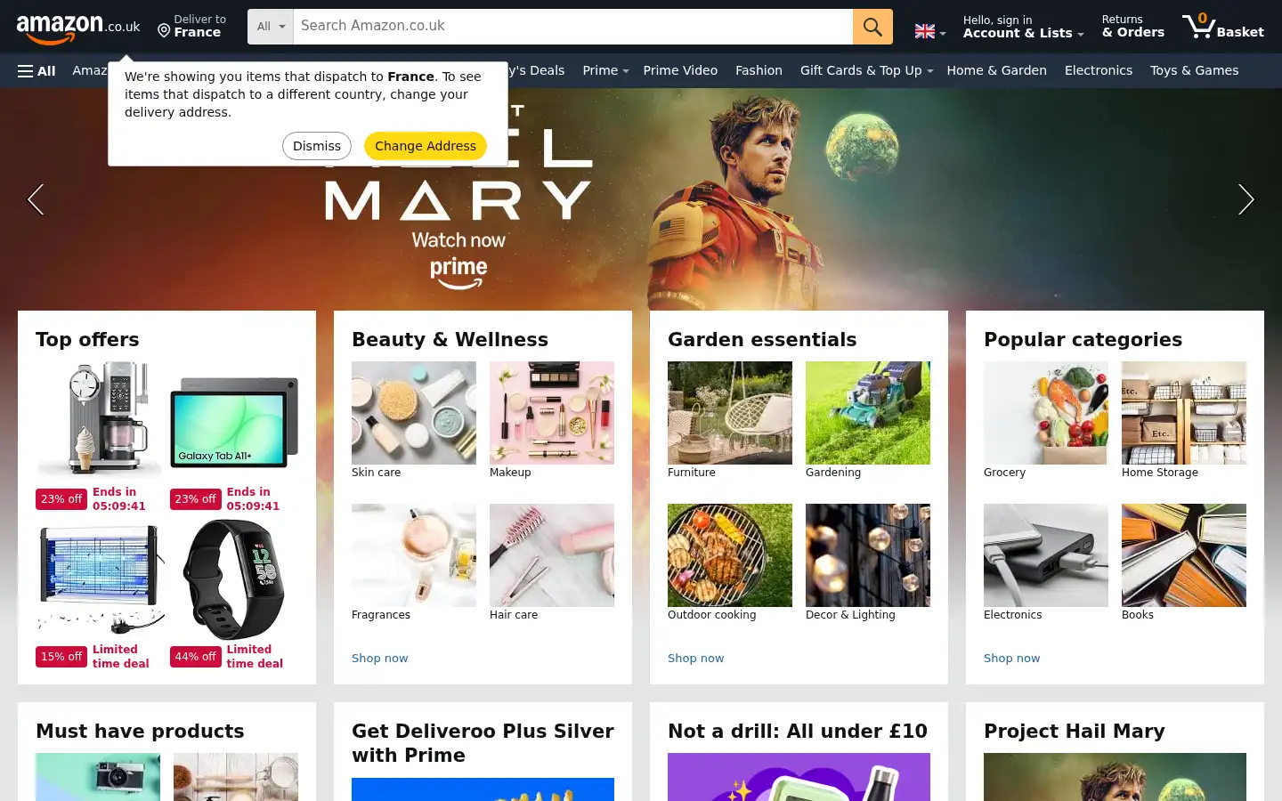 Screenshot of amazon.co.uk