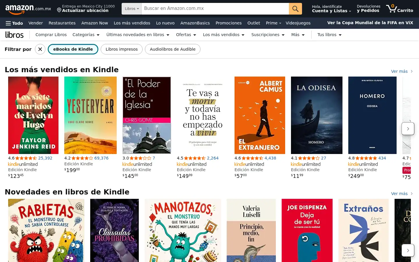 Screenshot of amazon.com.mx