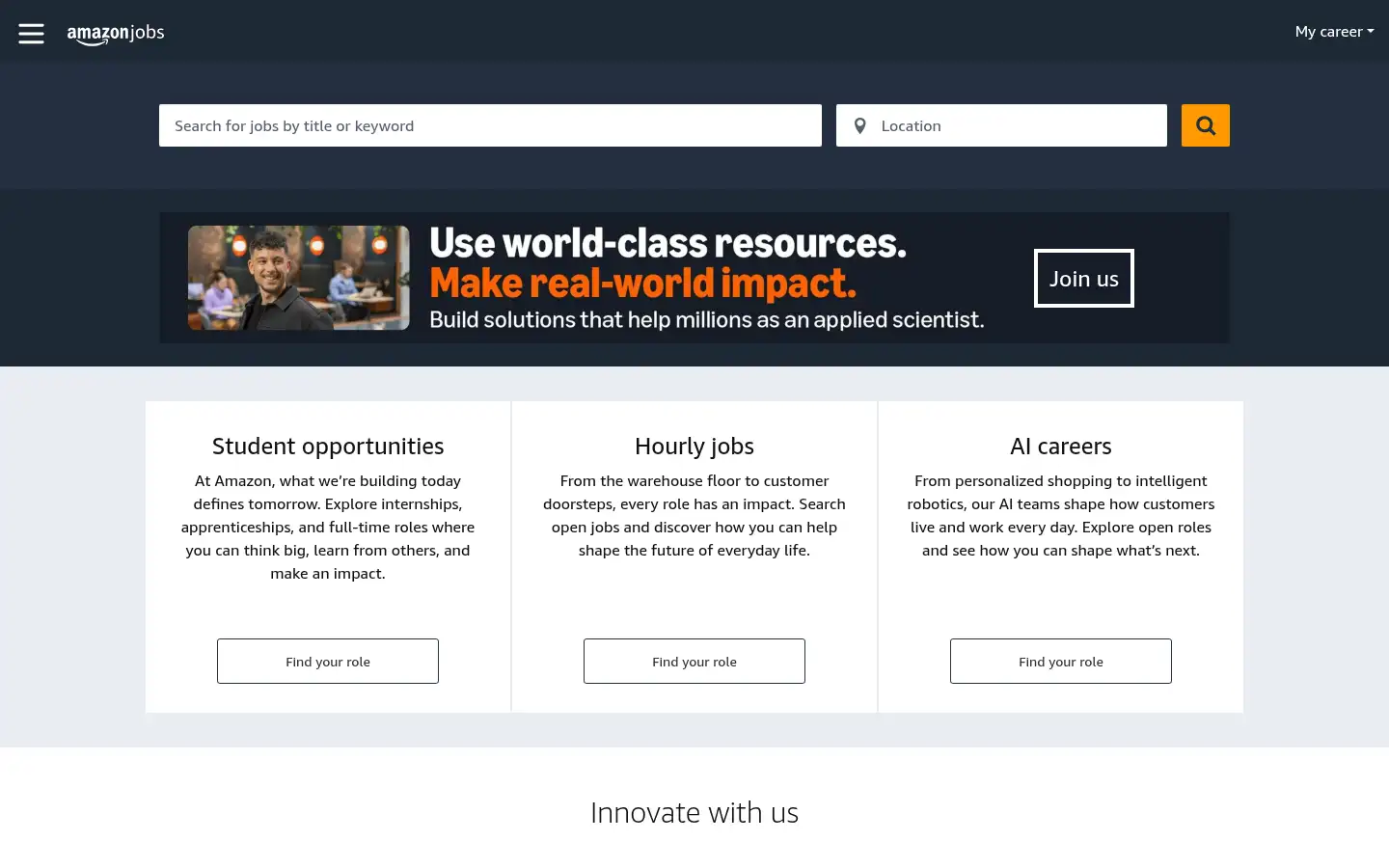Screenshot of amazon.jobs