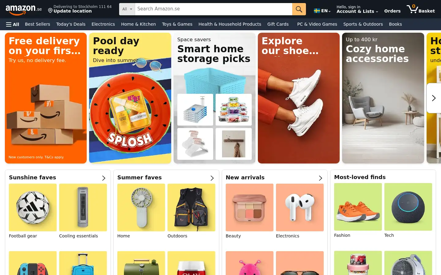 Screenshot of amazon.se