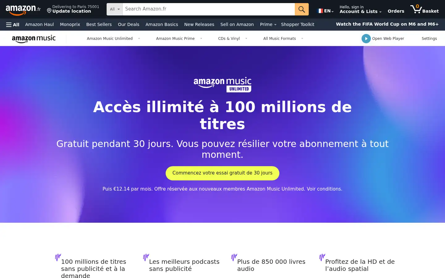 Screenshot of amazonmusic.com