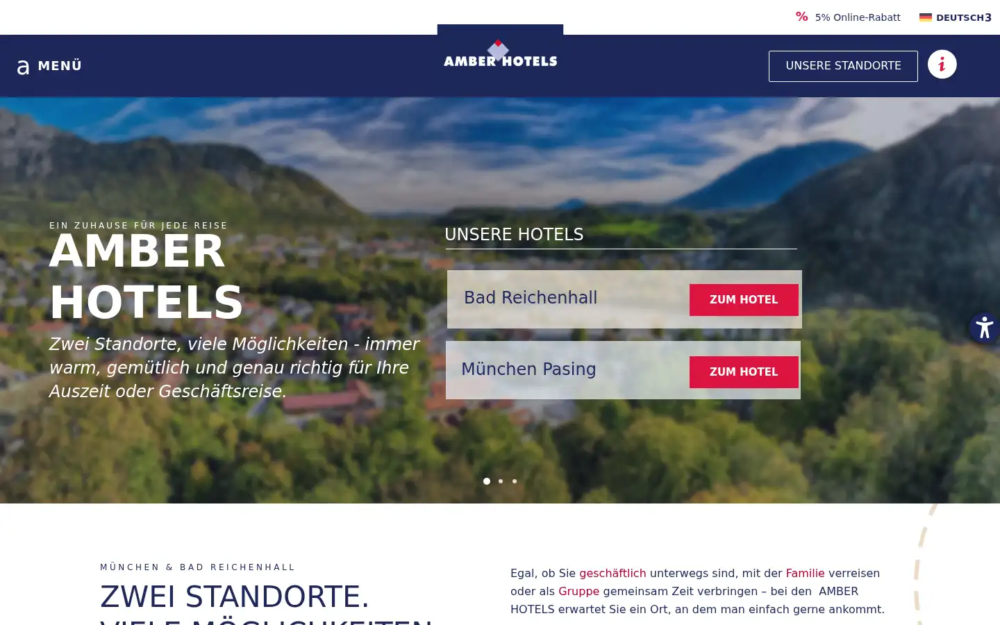 Screenshot of amber-hotels.de