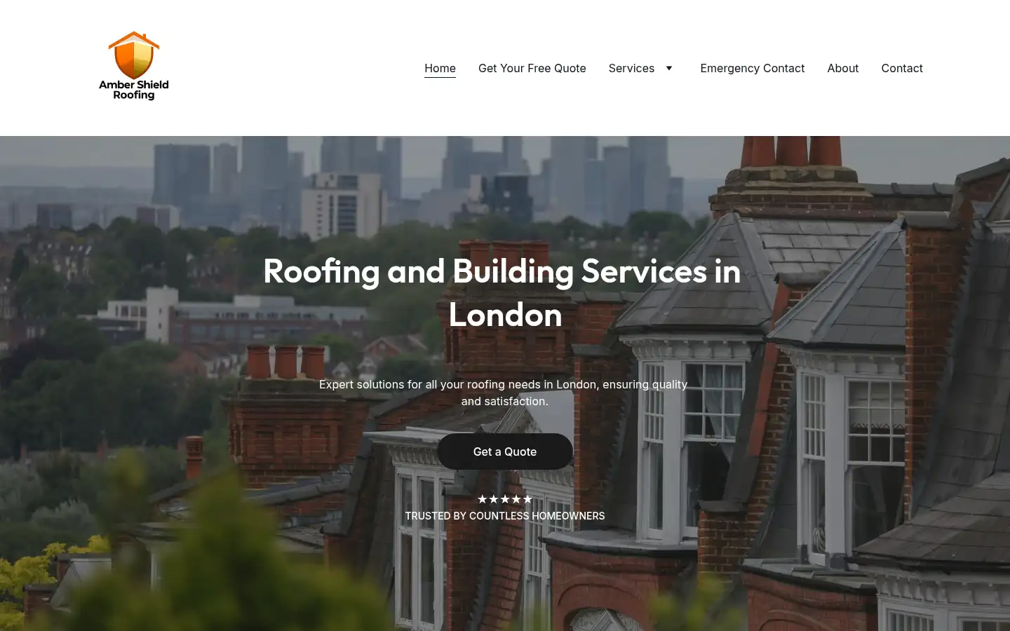 Screenshot of ambershieldroofing.co.uk