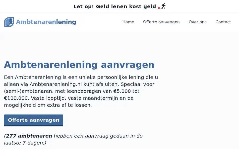 Screenshot of ambtenarenlening.nl