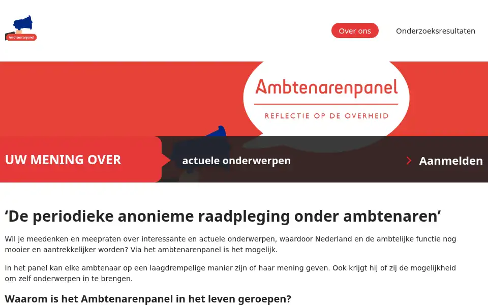 Screenshot of ambtenarenpanel.nl