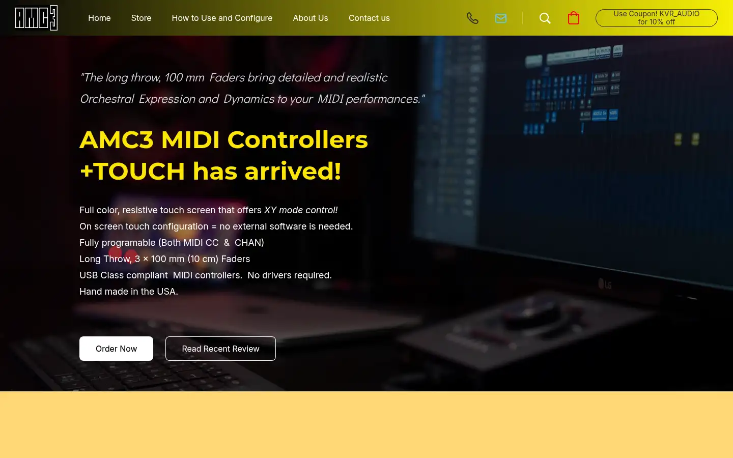 Screenshot of amc3midicontrollers.com