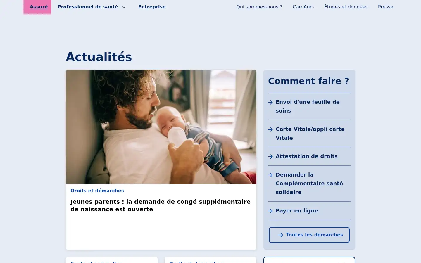 Screenshot of ameli.fr