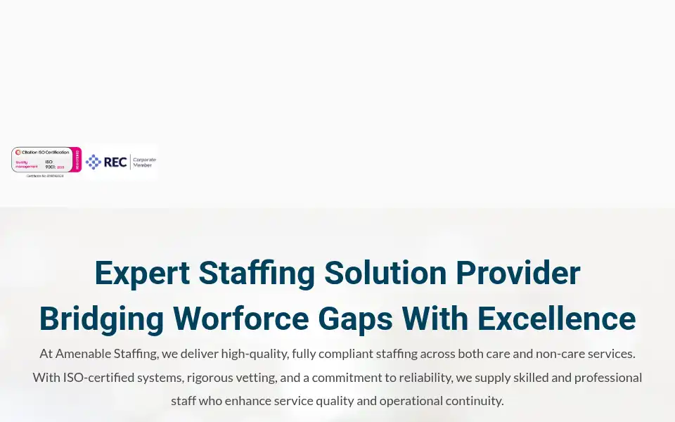 Screenshot of amenablestaffing.co.uk