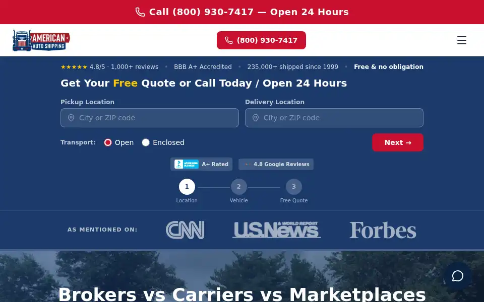 Screenshot of americanautoshipping.com