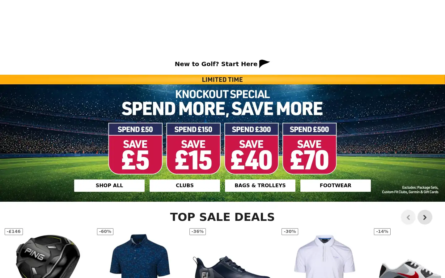 Screenshot of americangolf.co.uk