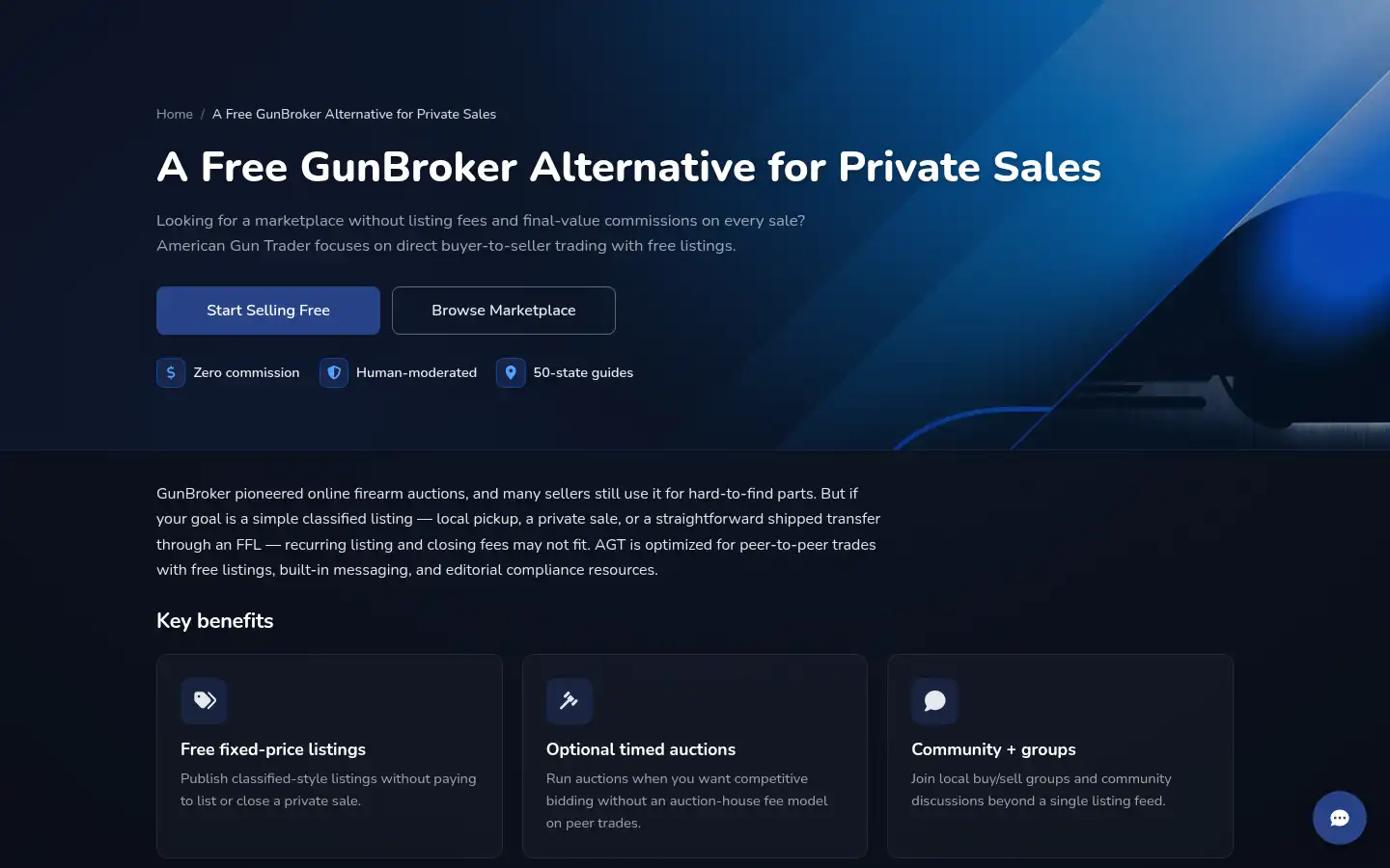 Screenshot of americanguntrader.com