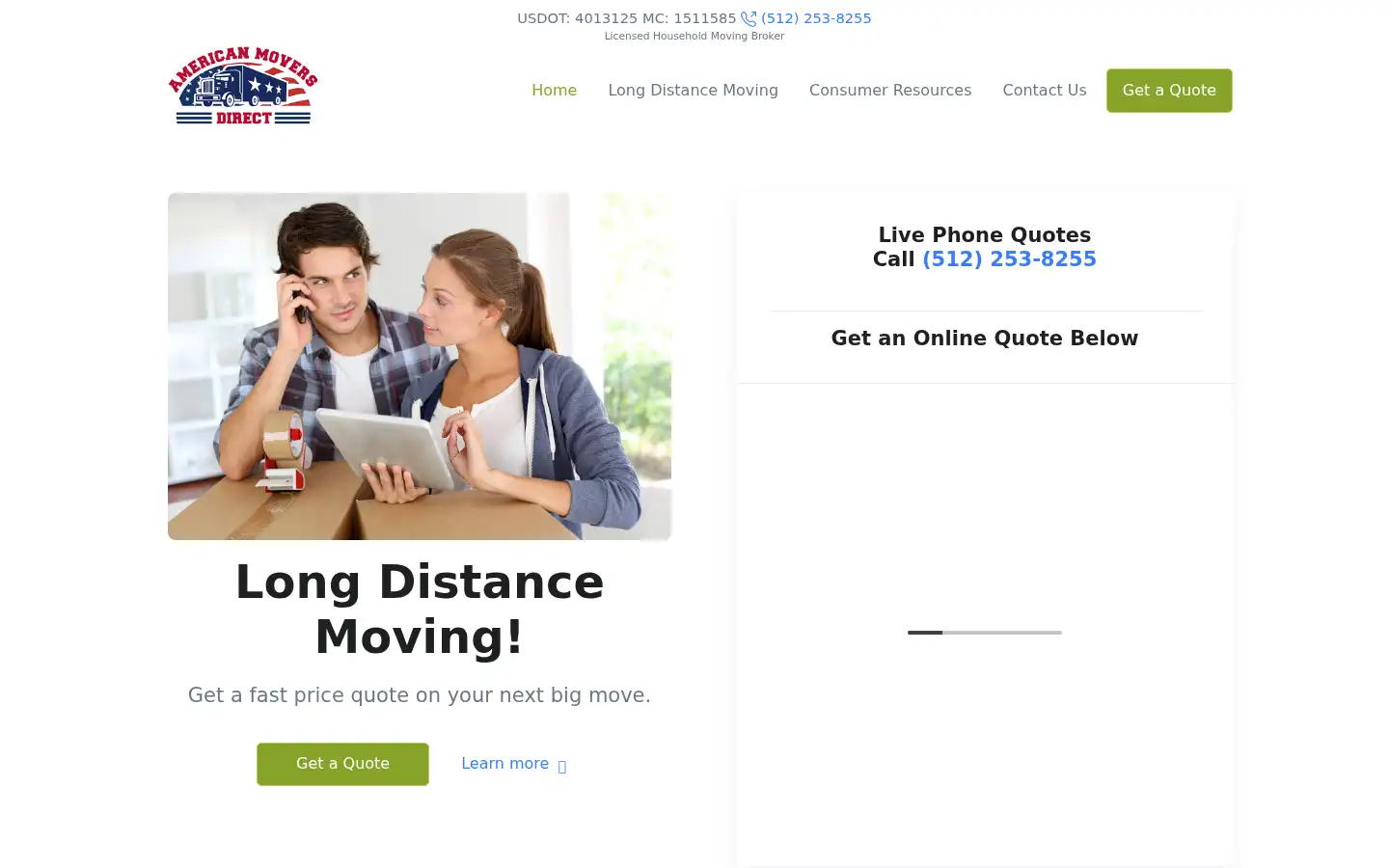Screenshot of americanmoversdirect.com