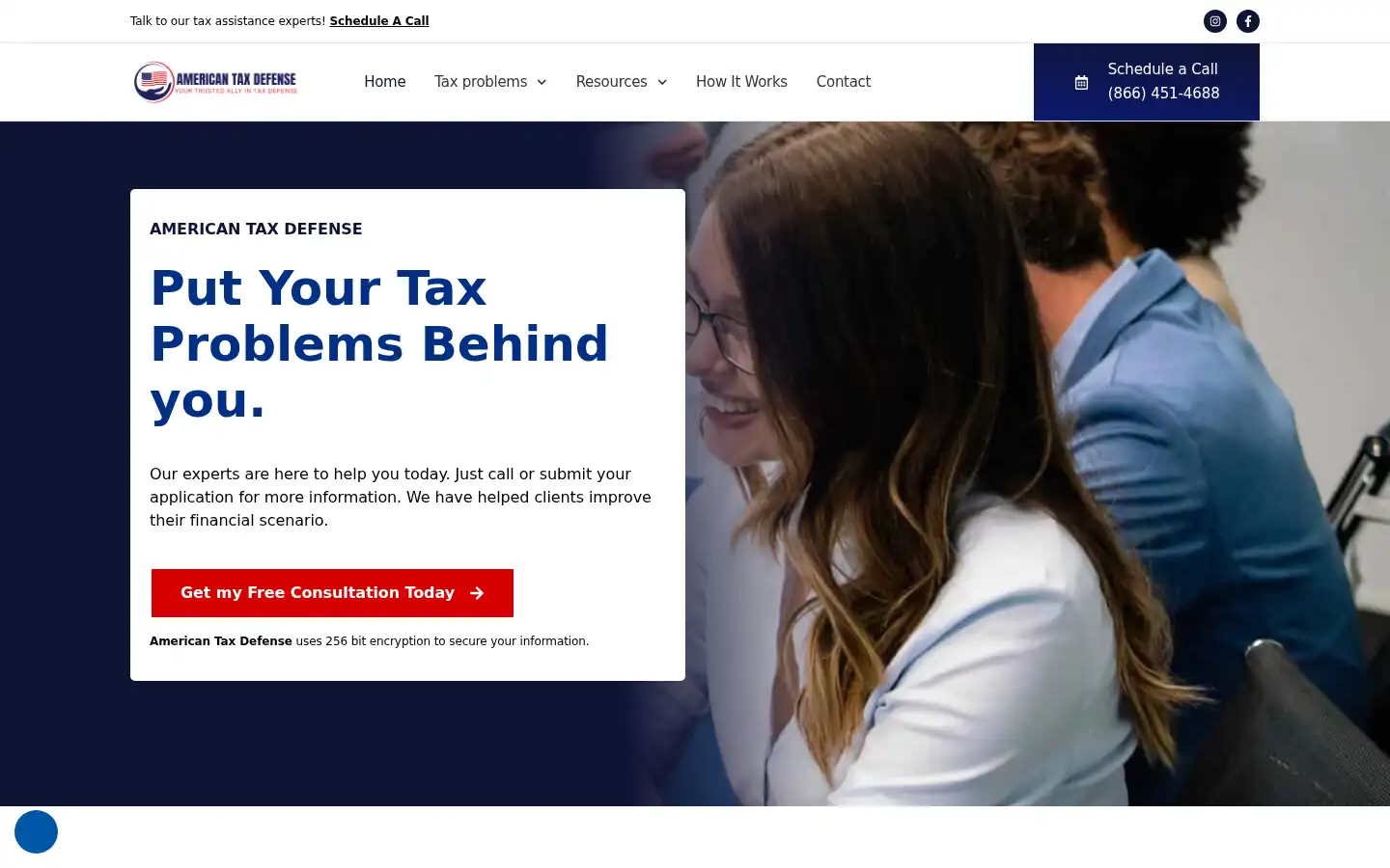 Screenshot of americantaxdefense.com