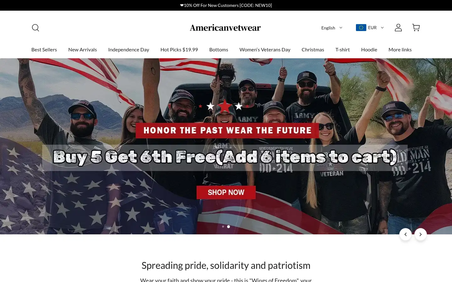 Screenshot of americanvetwear.com