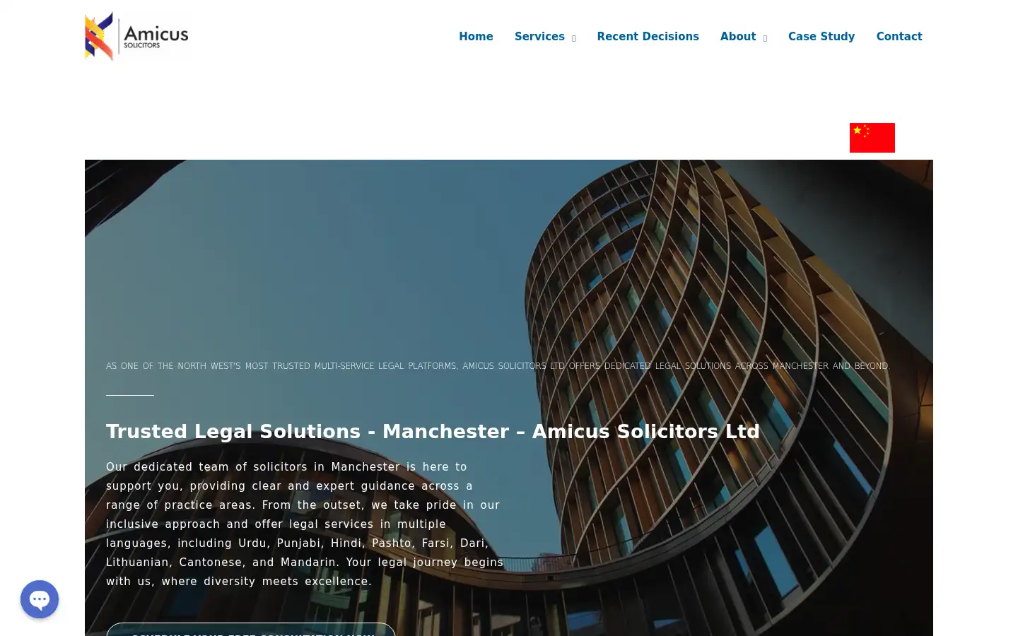 Screenshot of amicussolicitors.co.uk