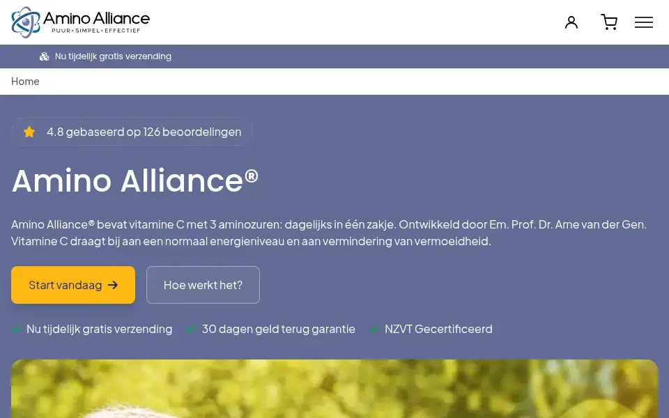 Screenshot of amino-alliance.nl