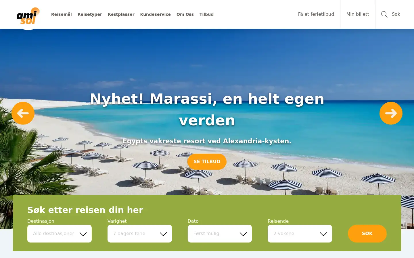 Screenshot of amisol.no