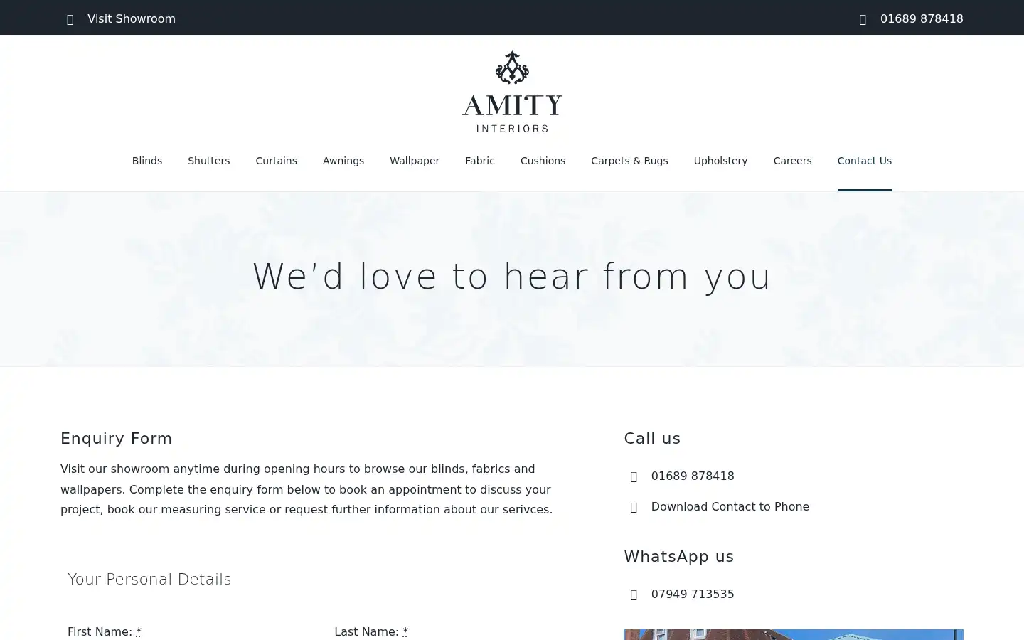 Screenshot of amityinteriors.uk