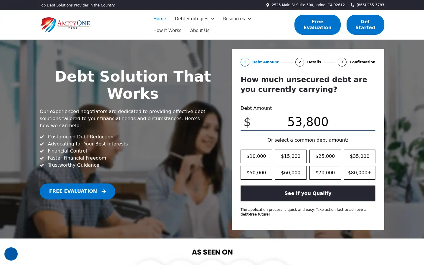 Screenshot of amityonedebt.com