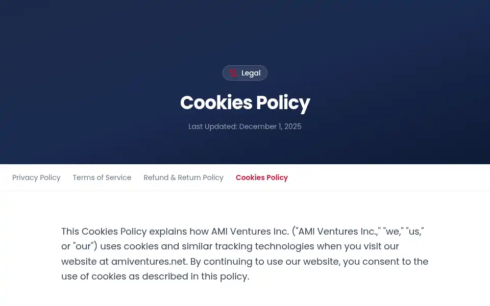Screenshot of amiventures.net