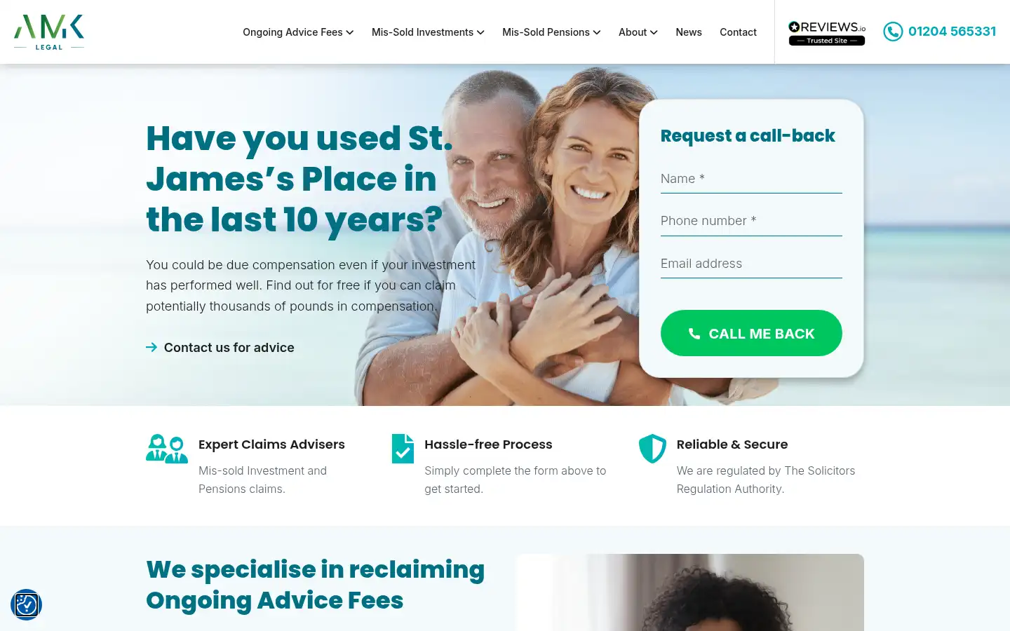 Screenshot of amklegal.co.uk