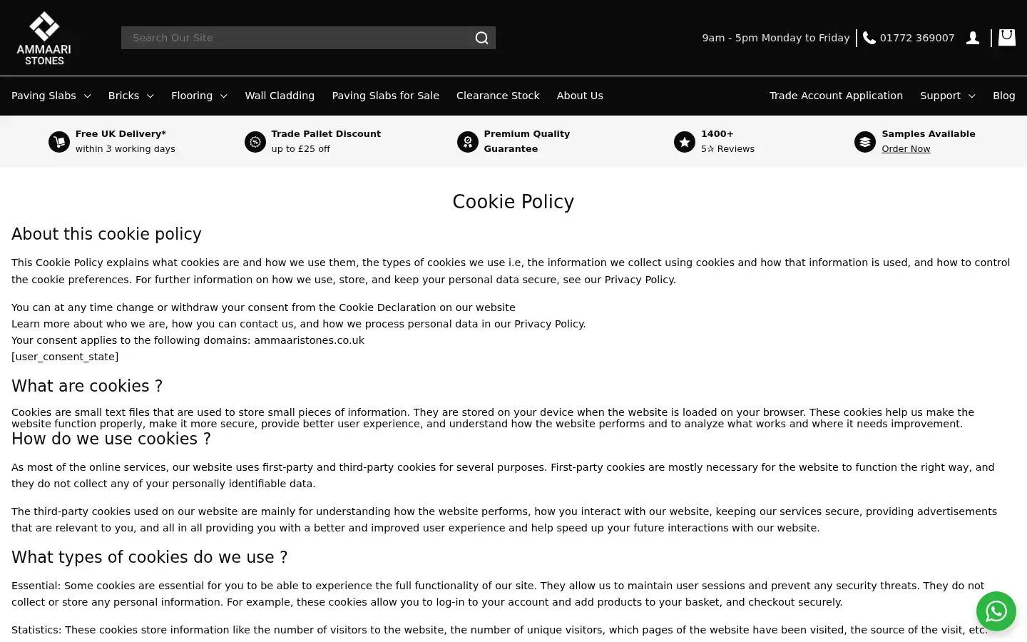 Screenshot of ammaaristones.co.uk