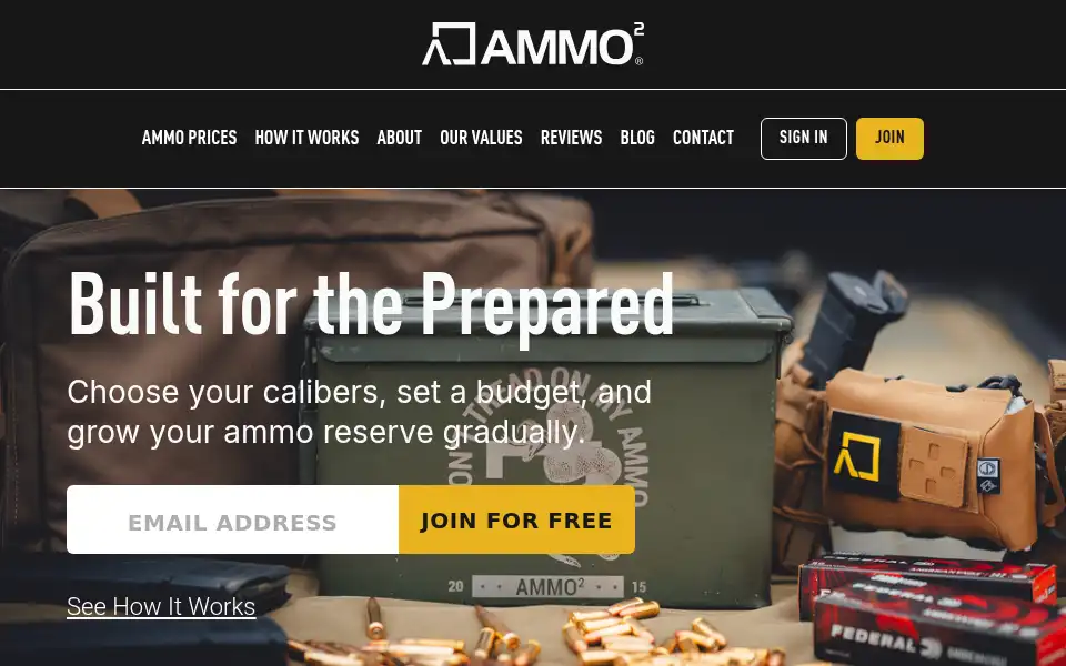 Screenshot of ammosquared.com