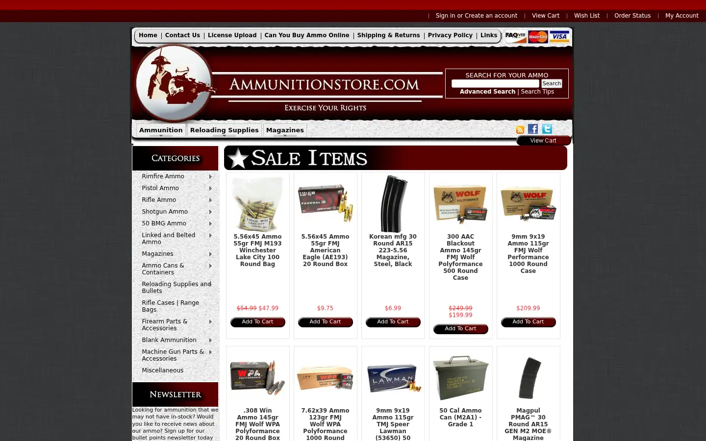 Screenshot of ammunitionstore.com