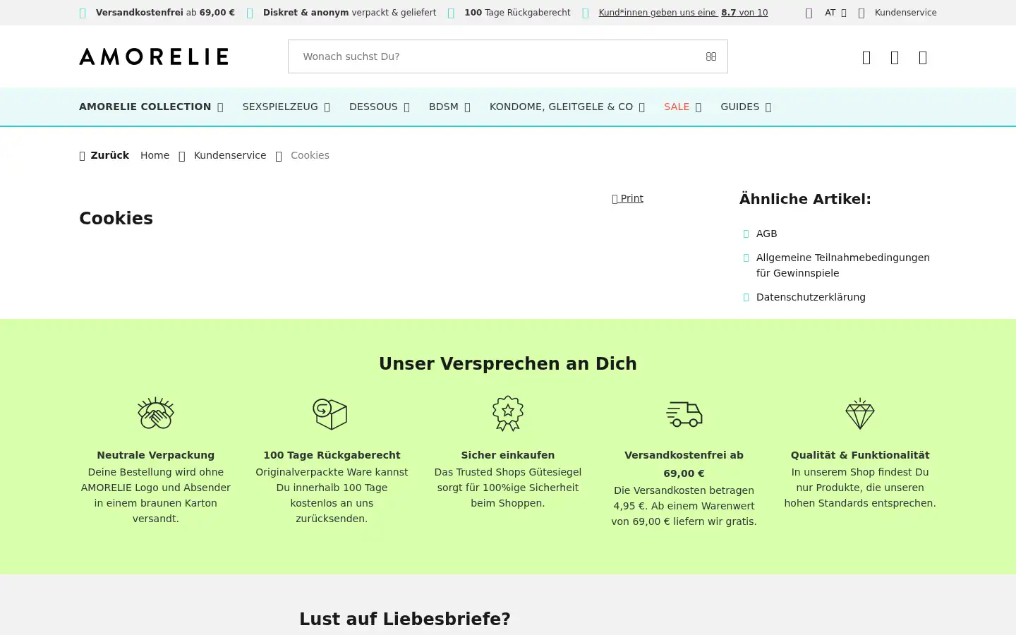 Screenshot of amorelie.at